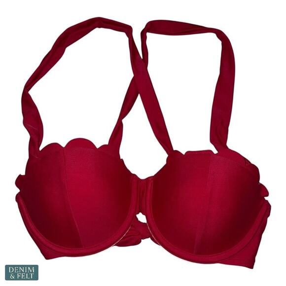 Cupshe Sangria Bliss Red Bikini Set XS Bust Enhancing Scallop Swimwear NEW/NWT!! - Picture 9 of 15